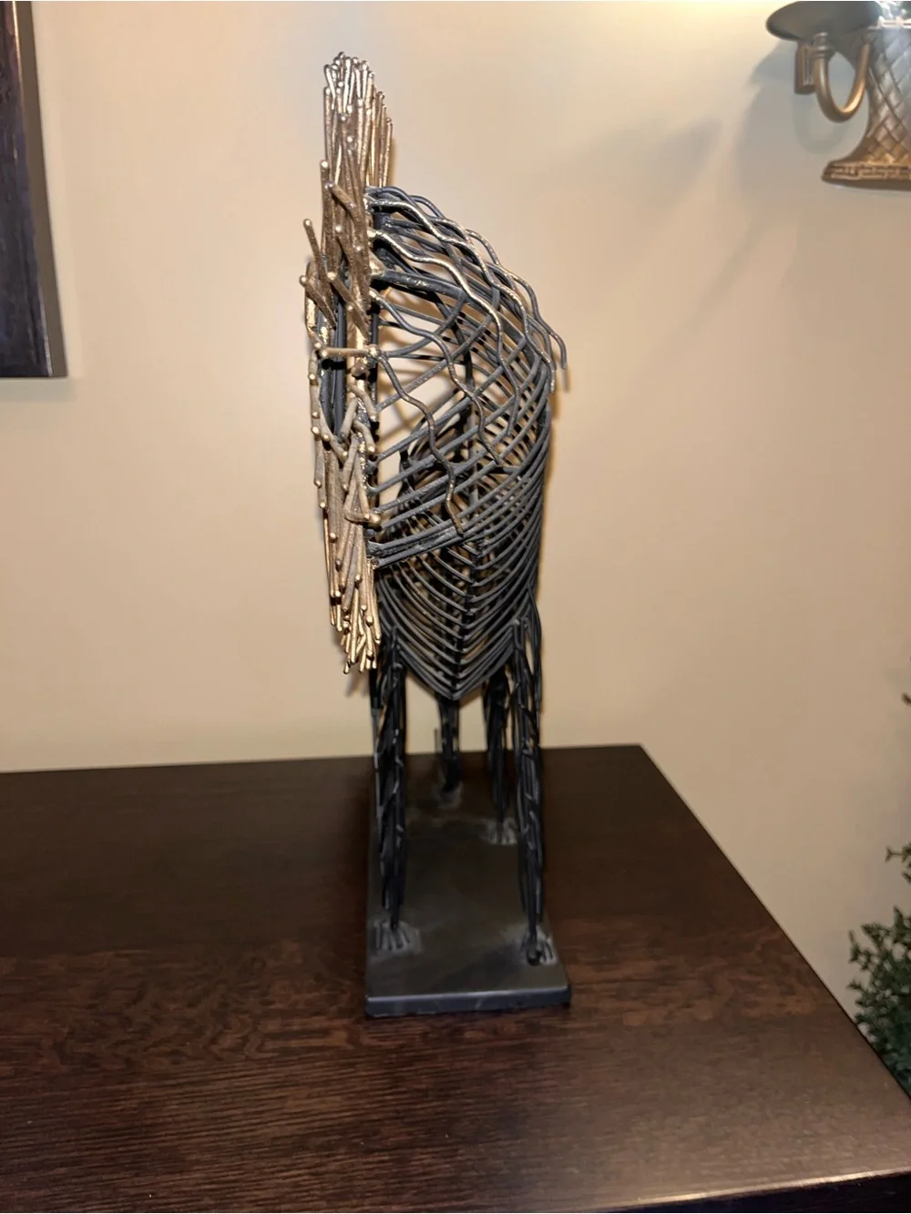 MCM Brutalist Metal Wire Lion Sculpture in Curtis Jere Style